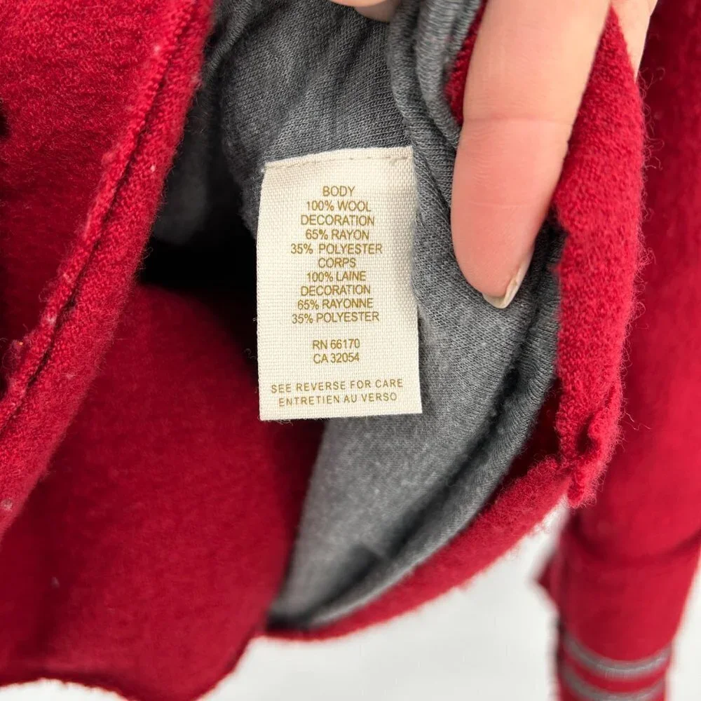 FREE PEOPLE We The Free Red Silver Metallic Wool Double Breasted Coat Jacket XS